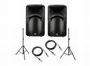 2x SRM450v2 Active powered 12" speaker + stands